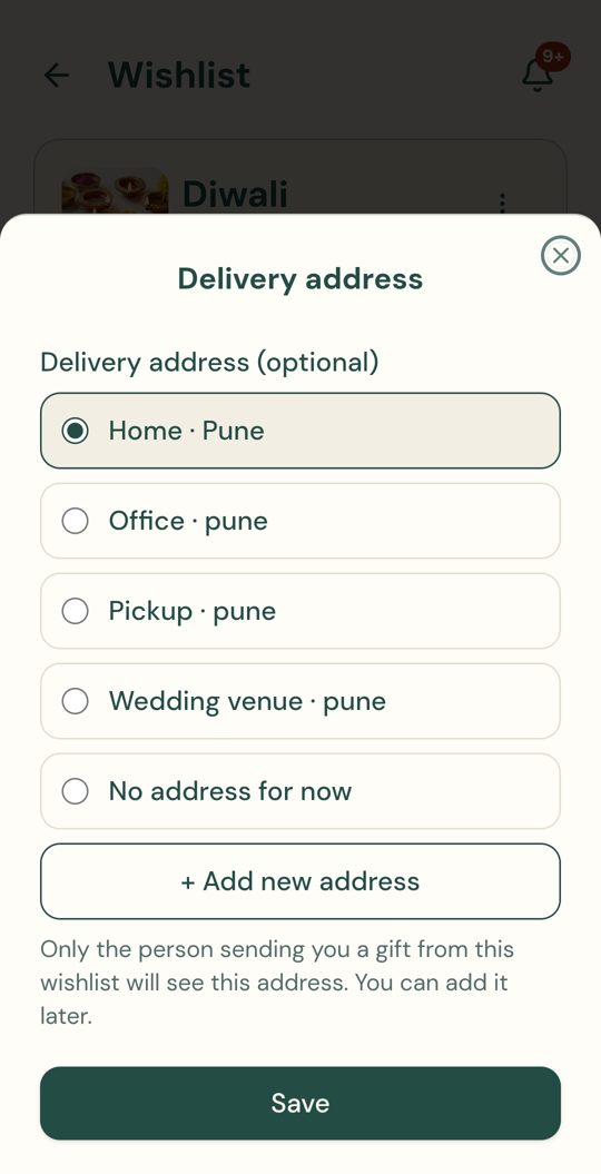 Choosing which address the gifter sees